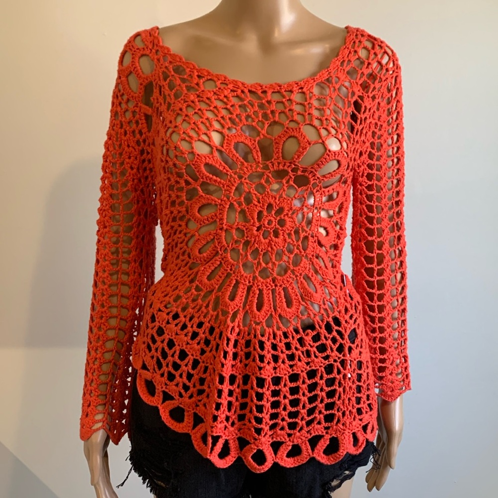 Papillon crochet asymmetrical top/tunic size :S